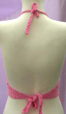 Fun pink thread art halter top with handmade embroidery design  supplied wholesale by indonesian b2b trade eporter