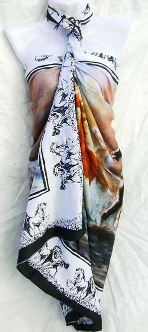 Horse lovers apparel gallery wholesale unique Wild horses designed batik beach shawl sarong