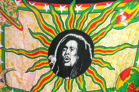 Exotic apparel exporter wholesale quality Bob Marley print on jamaican summer shawl dress