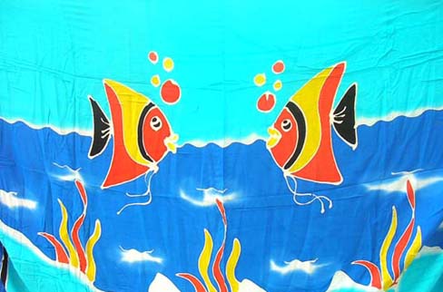 TTropical sea fish designs on ocean batik shawl dress online from import outlet express trader