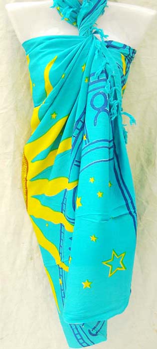 Exotic island clothing supply catalog wholesales crafted Astrological signs and sun motif summer sarong
