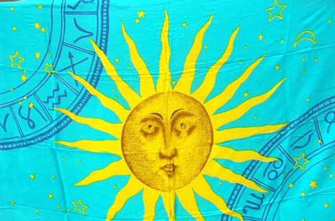 Exotic island clothing supply catalog wholesales crafted Astrological signs and sun motif summer sarong