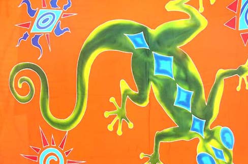 Designer sarong supplier imports fashon teen wrap in colorful gecko print