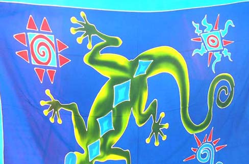 Designer sarong supplier imports fashon teen wrap in colorful gecko print