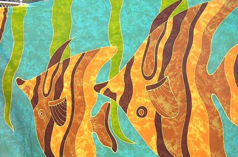 Handcrafted resort wear fashion import store wholesales Caribbean fish design batik indonesian sarong
