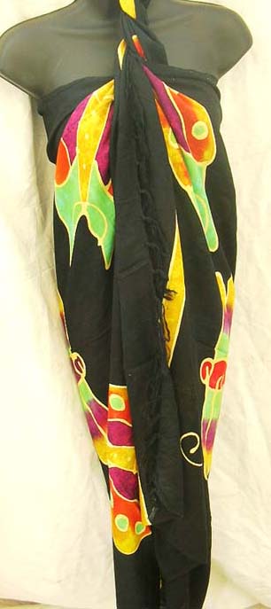 Rayon sarong wholesale gallery shopping, Spring colored dragonfly theme batik scarf wrap around