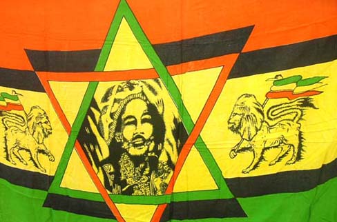 Indonesian dress distributor imports high style Jamaican colored, Bob Marley urban sarong skir
