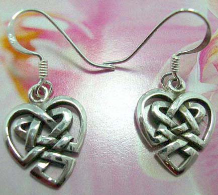 Heart shape celtic knot made of 925. sterling silver French fish hook earwires  earring               