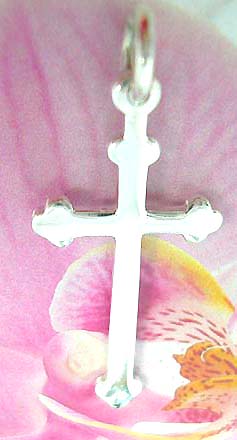 Mini flower edge plain cross  Thailand made solid sterling silver charm pendant
                       