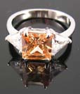 Canadian fashion cubic zirconia wedding jewelry ring wholesaler in champagne ring paired with two clear cz stones
