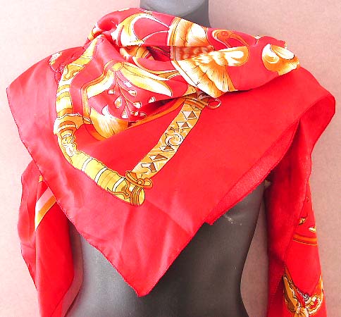 Perfect scarf selection for women wholesale distribute large square polyester scarf in Celtic sun moon pattern on fire red background