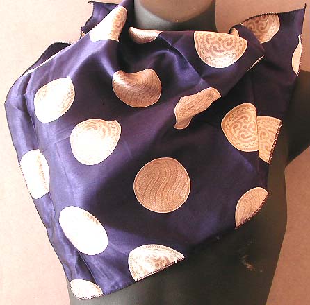 Shop for and buy fashion scarf, neck chief wholesaler supply polyester neck chief with oriental golden circle on blue design pattern