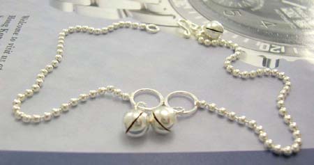 Sterling silver anklet lover shopping online wholesale distribute ball-anklet with jiggle bells decor 