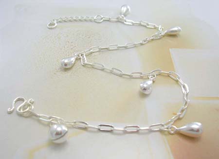 Discount jewelry onling anklet shopping wholesale supply sterling silver anklet with multi water-drop decor  