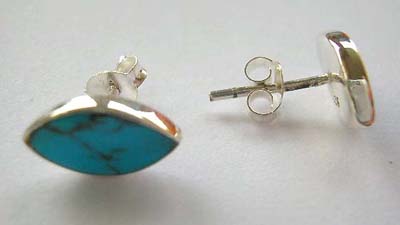Turquoise jewelry fashion wholesale supply silver earrings with reconstructed turquoise inlay   