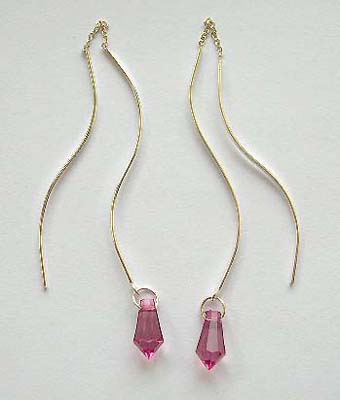 Catalog threader jewelry wholesale distributor purple Cz sterling silver ear strings      