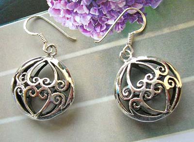 Jewelry supply wholesale, Filigree design sterling silver earrings    
