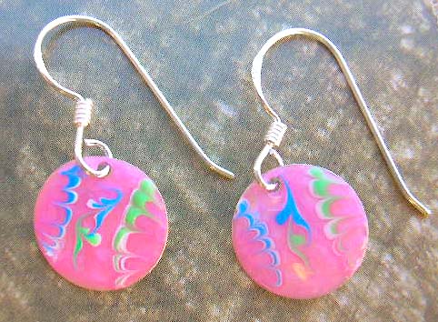 Custume enamel jewelry high fashion wholesaler in pinkish floral enamel sterling silver earrings  