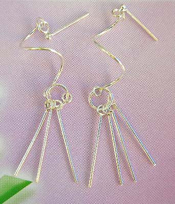 Jewelry gift set fashion design online purchase - sterling silver dangling earrings with curvy and stings design  