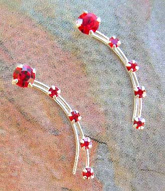 Silver thread display wholesale supplier red rounded Cz sterling silver ear threads 