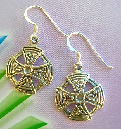 Celtic Cross designer wholesale distributor 925 stamped sterlings silver earrings    