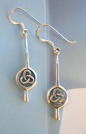 Irish Celtic knot design sterling silver earrings chain, 925 stamped    