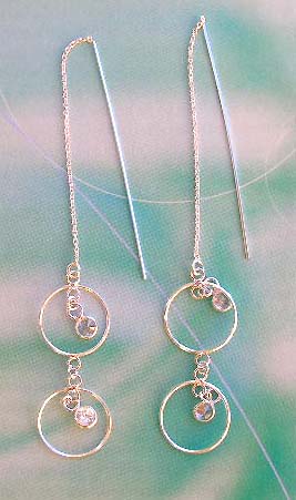 Designer wholesale cubic zirconis fashion jewelry distributor sterling silver ear thread with clear Cz      