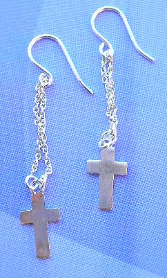 Religioius sterling silver jewelry supplier sterling silver cross earrings    