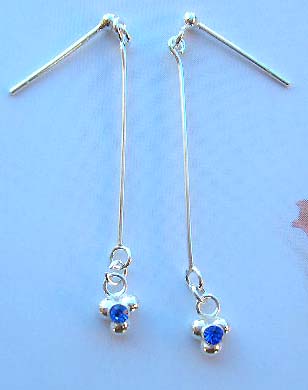 Online fashion jewelry gift box wholesale catalog in sterling silver earrings with blue Cz        