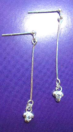 Fine cubic zirconia display jewelry wholesale supply sterling silver long chain earrings with clear cz        