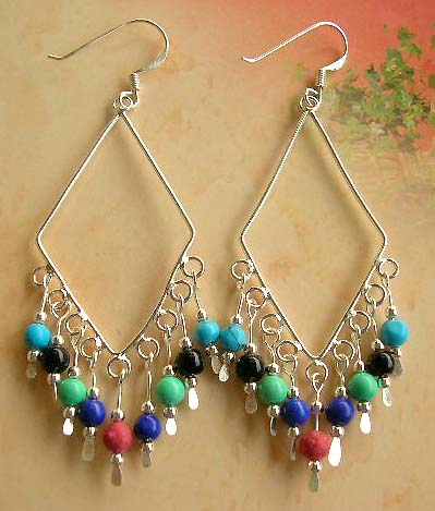 Jewelry special  piercing wholesale in Chandelier hoop earring in sterling silver   