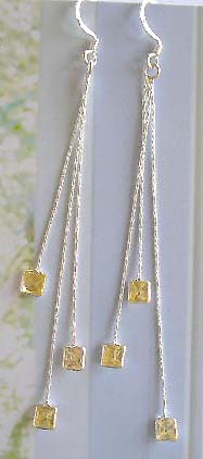 Cubic zirconia fine custume jewelry wholesaler long dangling sterling silver earring with triple yellow Cz   