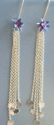 Wholesale enamel fashion jewelry desing supply blue flower enamel sterling silver earrings 