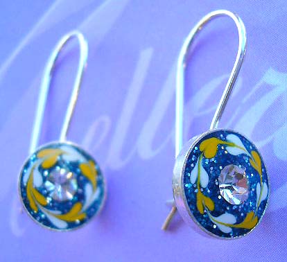 Collectible fashion enamel jewely wholesale supply sterling silver floral enamel earrings with rounded clear cz  