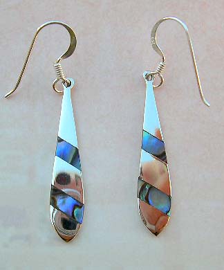 Jewelry fashion abalone whoelsaler in sterling silver earrings with abalone seashell   