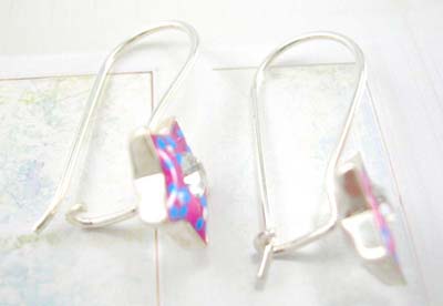 Teens fashion enamel jewelry set wholesaler sterling silver earrings with clear cz in star design 