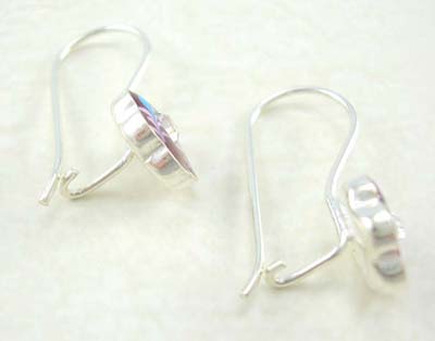 Enamel art jewelry reference display wholesale flower design sterling silver earrings with rounded clear cz in middle 