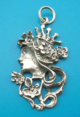 Costume princess sterling silver pendant sideway, lady jewelry gift, 925 stamped sterling silver      