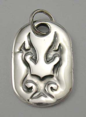 Men's fashion jewelry pendant designer wholesale rounded rectangular sterling silver pendant with distinctive patter decor      