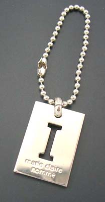 Fashion jewerly pendant letter I design in sterling silver rectangular pendant with cut-out letter I       