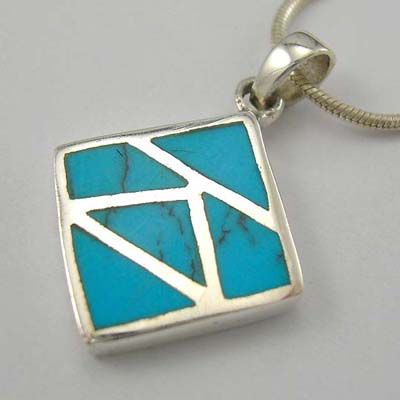 Turquoise pendant in silver jewelry importer sqare sterling silver pendant with turquoise inlay