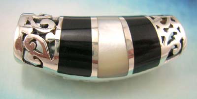 Mother Of Pearl jewelry filigree pendant shopping reference, sterling silver filigree pendant with white and black mother-of-pearl inlay   