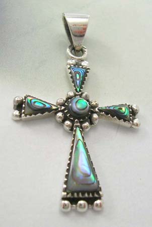 Seashell jewelry for religious cross designer wholesale distribute sterling silver cross pendant with abalone seashell inlay     