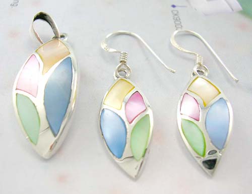 Pearl silver sets - mother of pearl trends fashion jewelry wholesale supply assorted mother-of-pearl earrings and pendant silver set  