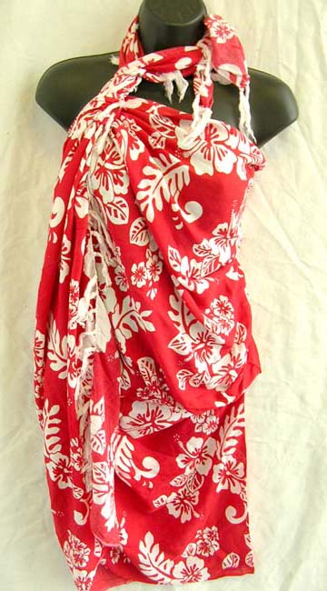 Summer clothing distributor wholesale, Island style hibiscus beach sarong from Indonesia
