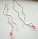 Jewelry ear threader fashion for lady supply sterling silver ear thread with pink Cz