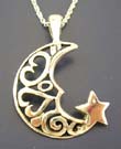 Nature sceen pendant jewelry supplier in sterling silver pendant with star and cut-out moon & heart design