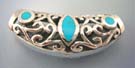 Custume turquoise jewelry in filigree design supplier sterling silver filigree pendant with three turquoise