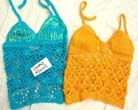 Resort boutique supplier imports crafted, crochet flower motif tankini with sequins and lingerie styled lace up backing online