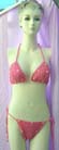 Sexy, pink needle knit art designed string bikini with flower like sequin decorimported by bali bali fashion factory supply company